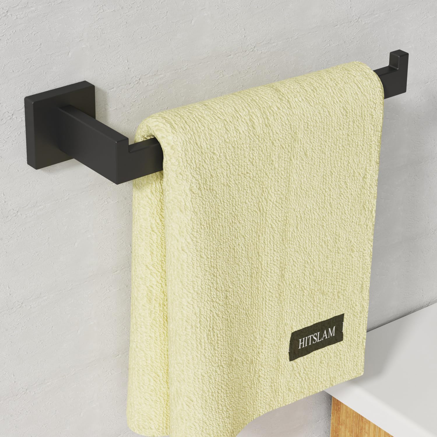 HITSLAM Matte Black 9 Inch Hand Towel Bar for Bathroom, SUS304 Stainless Steel Kitchen Hand Towel Holder Wall Mounted, Modern Home Decor Bath Towel Rack with Hardware Accessories