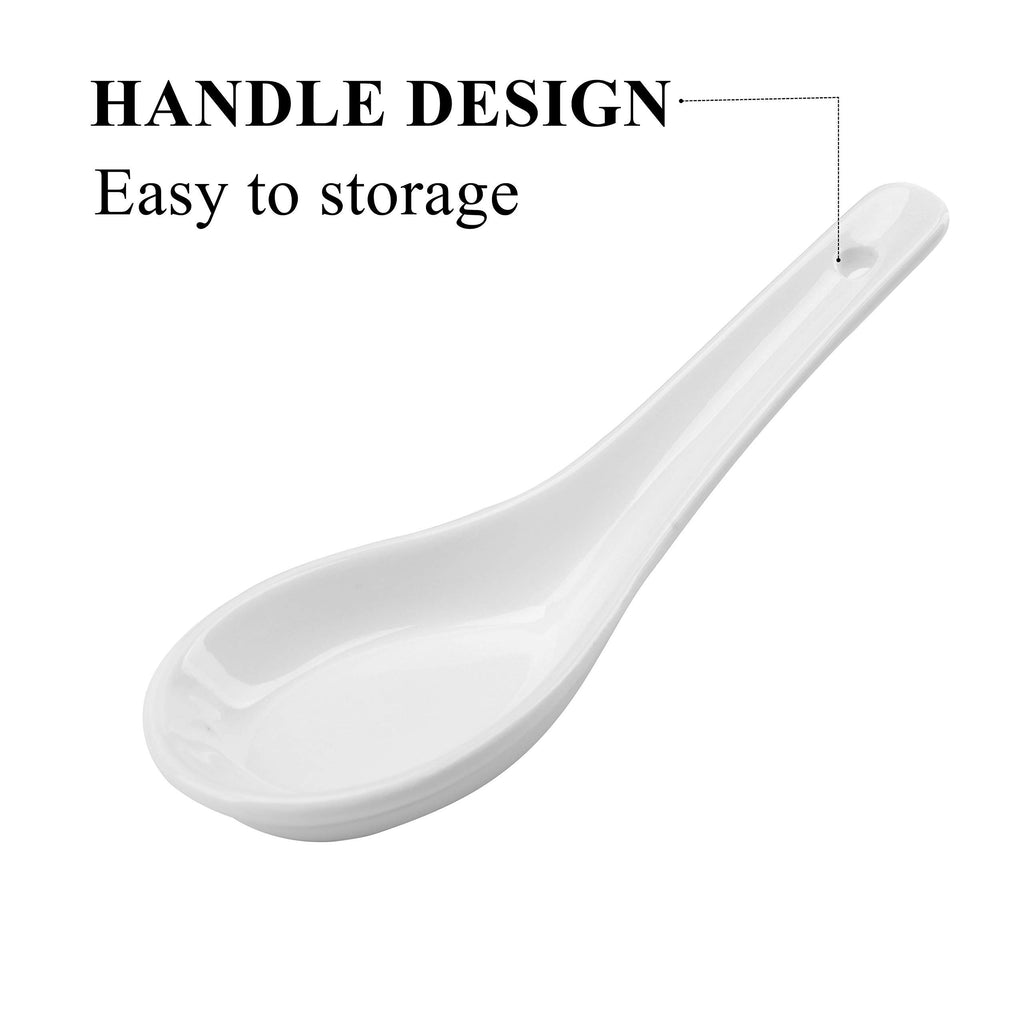 Yopay 24 Pack Soup Spoon Ceramic Asian Ramen Spoons, 5 Inch Small White Porcelain Spoons, Dessert Spoon for Adults Appetizer Wonton Dumpling Miso Pho Macaron, Dishwasher Safe, Oven Safe