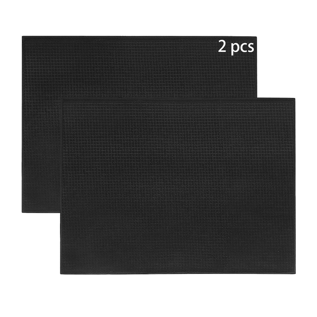 Ulable 2-Pack Dish Drying Mat , Microfiber Dry Pad, Quick-Drying Dish Drainer Board Mat for Kitchen Counter-top Tabletop Accessories, Machine Wash, 20 X 15 inch, Black