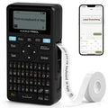 SUPVAN E11 Bluetooth Label Maker Machine with Tape, Support Keyboard & App with 30+ Fonts and 660+ Icons, Rechargeable Inkless Labeler for Home, Kitchen, Office, School, Organization, Black