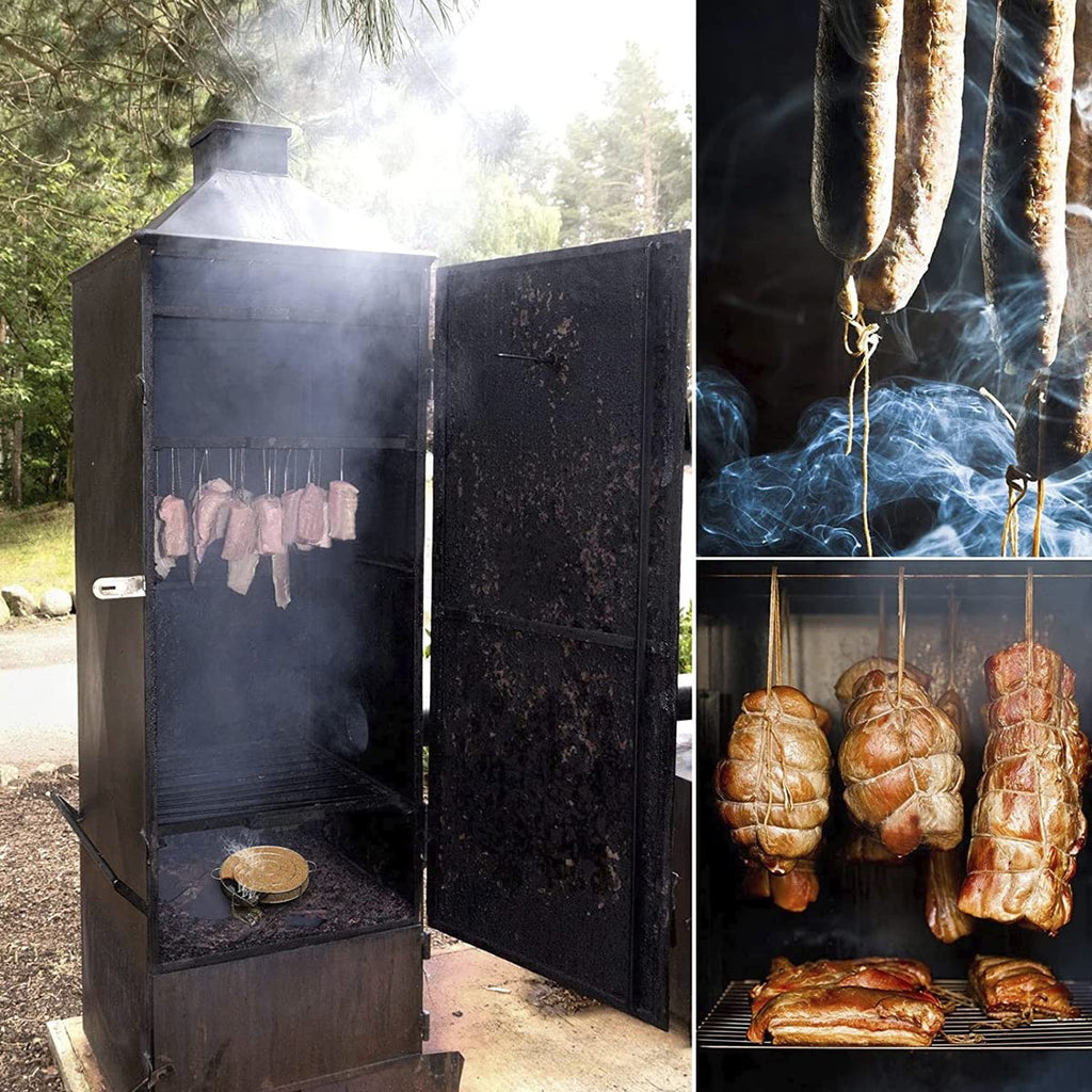 Cold Smoke Generator for BBQ Grill or Smoker Wood Dust Hot and Cold Smoking Salmon Meat Burn, Stainless Steel Pellet Smoke Generator with Brush and Hooks, Round Cold Smoker Generator for Kettle