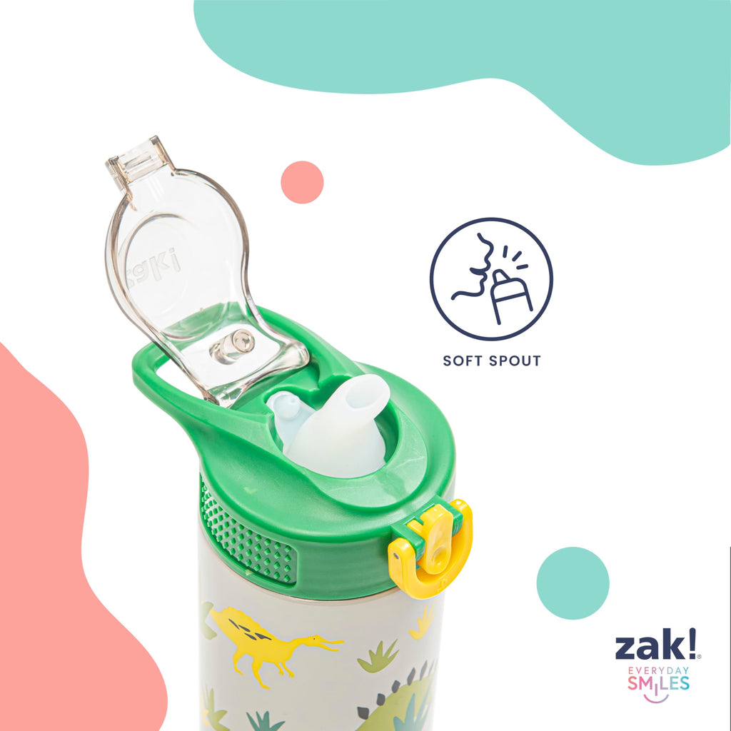 Zak Designs KPop Demon Hunters Sage Kids Water Bottle For School or Travel, 19oz Stainless Steel Water Bottle With Straw, Handle, and Leak-Proof, Pop-Up Spout Cover (Rumi, Mira, Zoey)