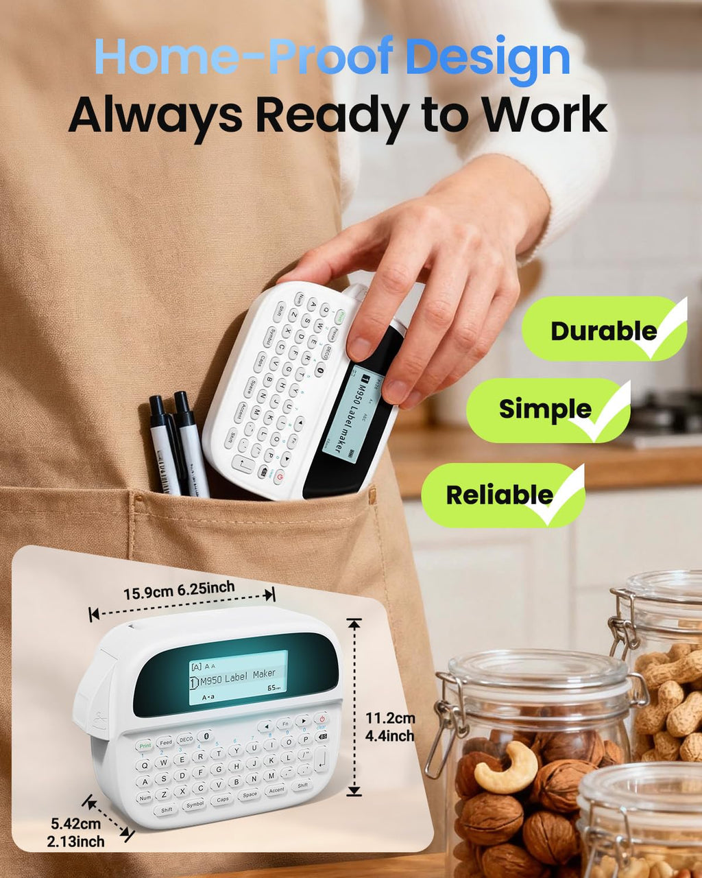 Mini Bluetooth Label Maker, Rechargeable Label Maker Machine with Tape-Waterproof, Portable Labeler with QWERTY Keyboard & Backlit LCD, for Kitchen Classroom Teacher Kids