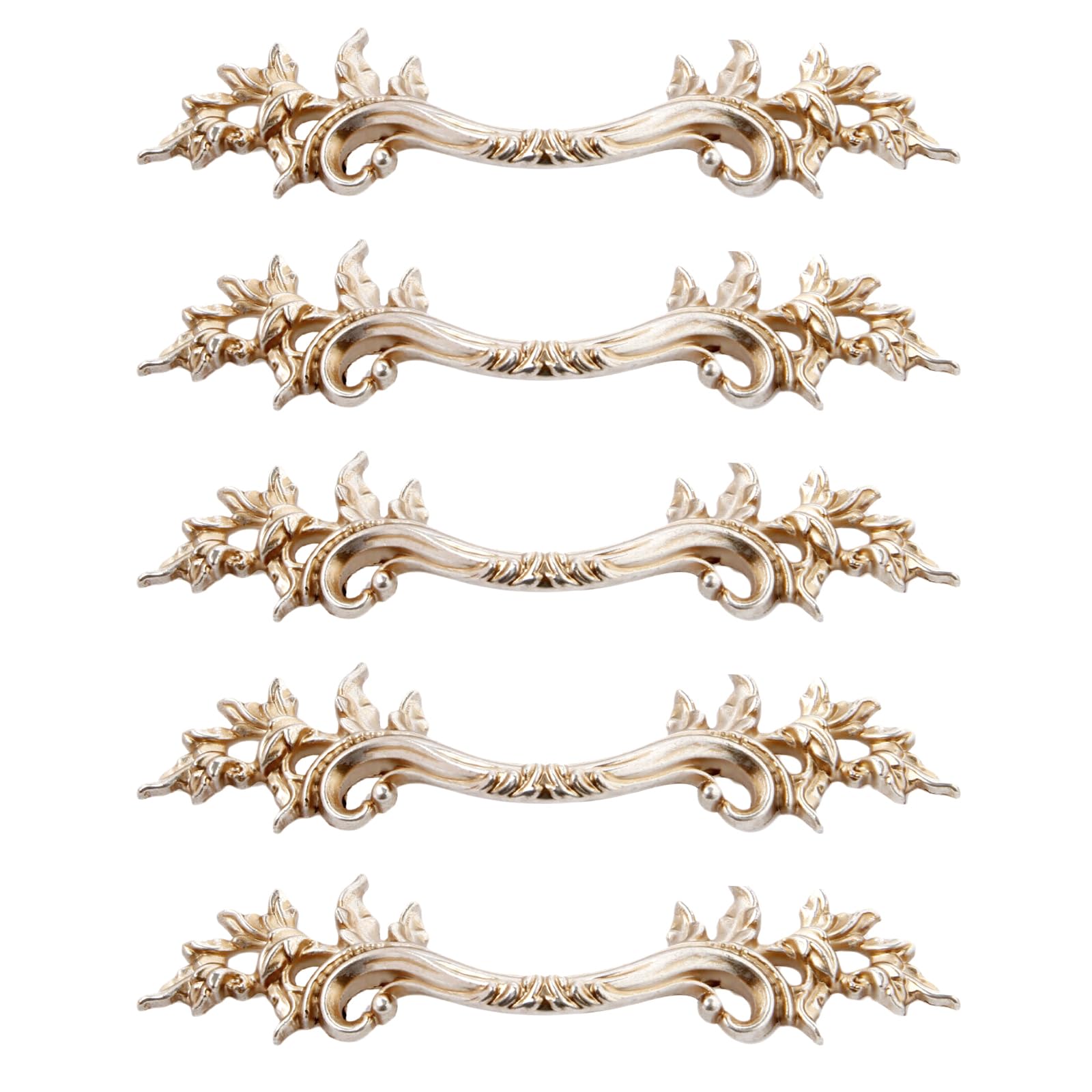 Mgoodoo 5Pcs Antique Silver Drawer Pulls, 168mm Length European Style French Vintage Handles for Cabinet Door Dresser Cupboard Closet Furniture Hardware