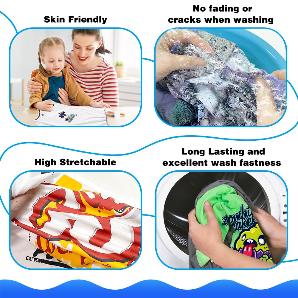 100 Sheets DTF Transfer Film Paper A4 Double Sided Thick Clear Pretreat Sheets, PET Heat Transfer Paper for Inkjet Printer DTG Printer Direct Print On T Shirts Textile