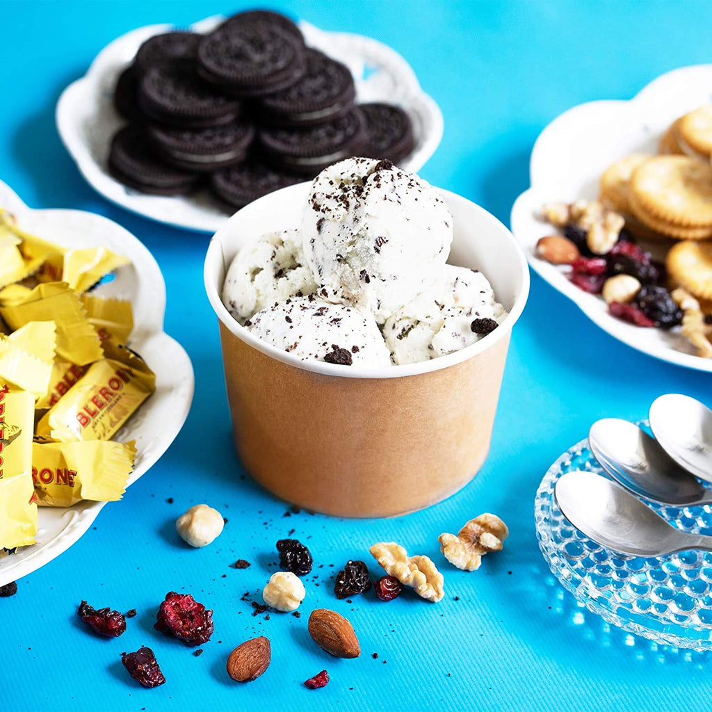 Lawei 100 Pack Paper Ice Cream Cups - 8 Oz Disposable Paper Dessert Bowls for Hot and Cold Food, Soup, Sundae, Frozen Yogurt