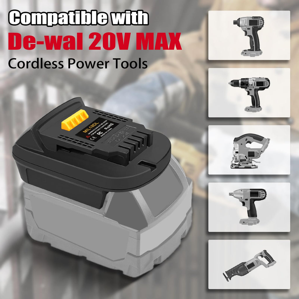 ZDTZAN Battery Adapter MIL18DL for Milwaukee M18 18V Battery to Dewalt 20V Lithium-ion Battery Tools, Convert Milwaukee M18 Battery to Dewalt 20V Tools Use