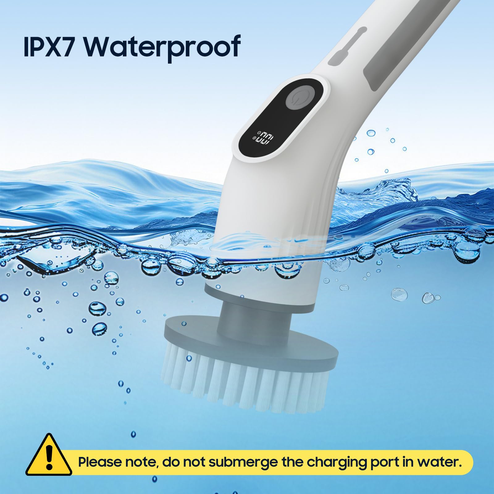 Depcler Electric Spin Scrubber with 4000mAh Battery, 380-500 RPM, 8 Replaceable Brush Heads, Adjustable Handle for Bathroom, Kitchen & Floor Cleaning