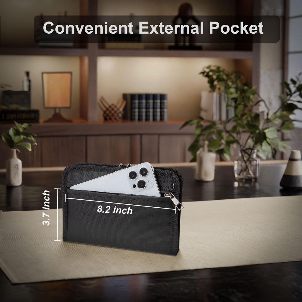 XIAODUN Fireproof Money Bag,Money Bag with Lock and Zipper,Safe Fireproof Waterproof,Suitable for Cash, Mobile Phones, Keys, Credit Cards,（8×1.1×5.7 Inches）