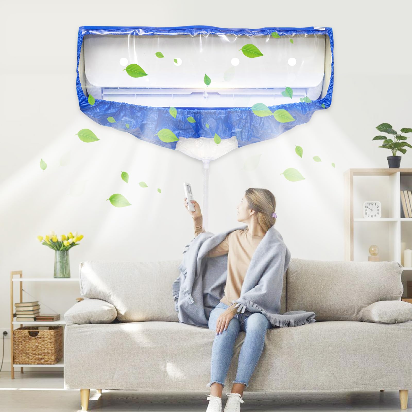 Mini Split Cleaning Kit,Split Air Conditioner Cleaning Cover Waterproof Air Conditioning Service Bag with Drainpipe and Support Plates Wall Mounted Dust Washing AC Clean Kit Use for 9000-18000 BTU