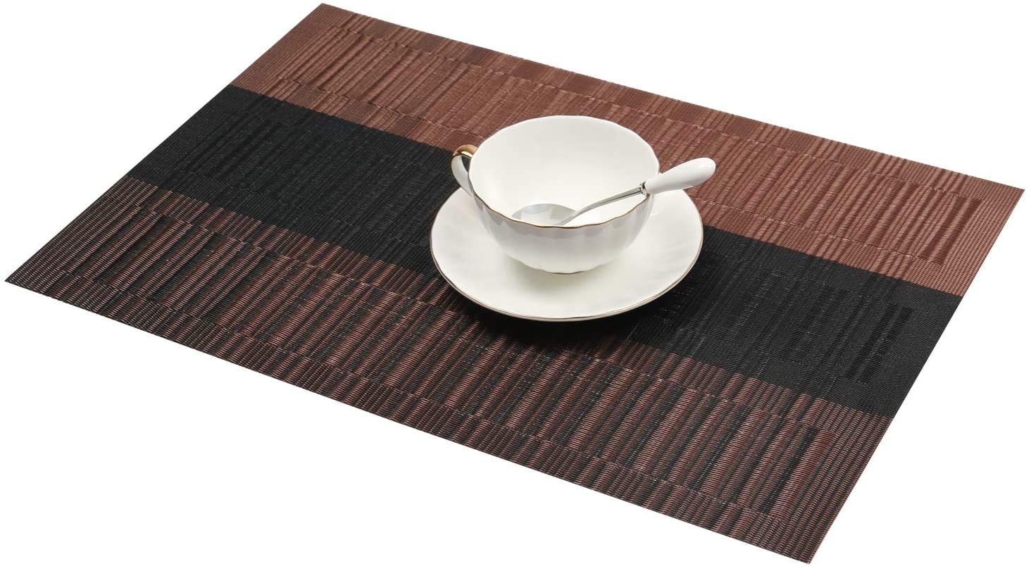 Placemats, Placemats for Dining Table Set of 6, Heat-Resistant Place mats, Stain Resistant Washable PVC Table Mats, BIPASION Kitchen Table Placemats