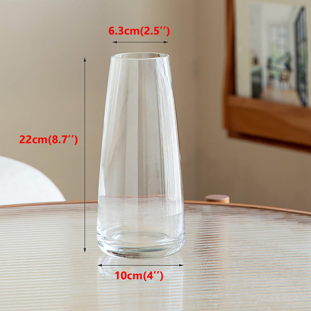FANTESTICRYAN Ins Modern Glass Vase Irised Crystal Clear Glass Vase for Home Office Decor (Crystal Clear)