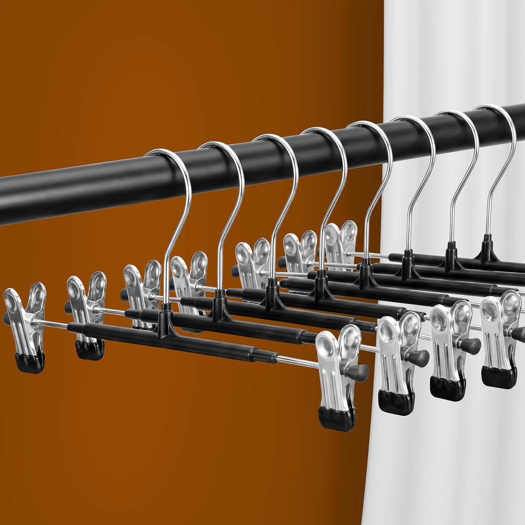 SOULNAMAN Pants Hangers with Clips, 20 Pack Pants Hangers, Adjustable Clothes Hangers, Space Saving Skirt Hanger,360° Swivel Hook Non-Slip for Pants,Skirts,Socks, Adjustable Skirt Hangers for Women
