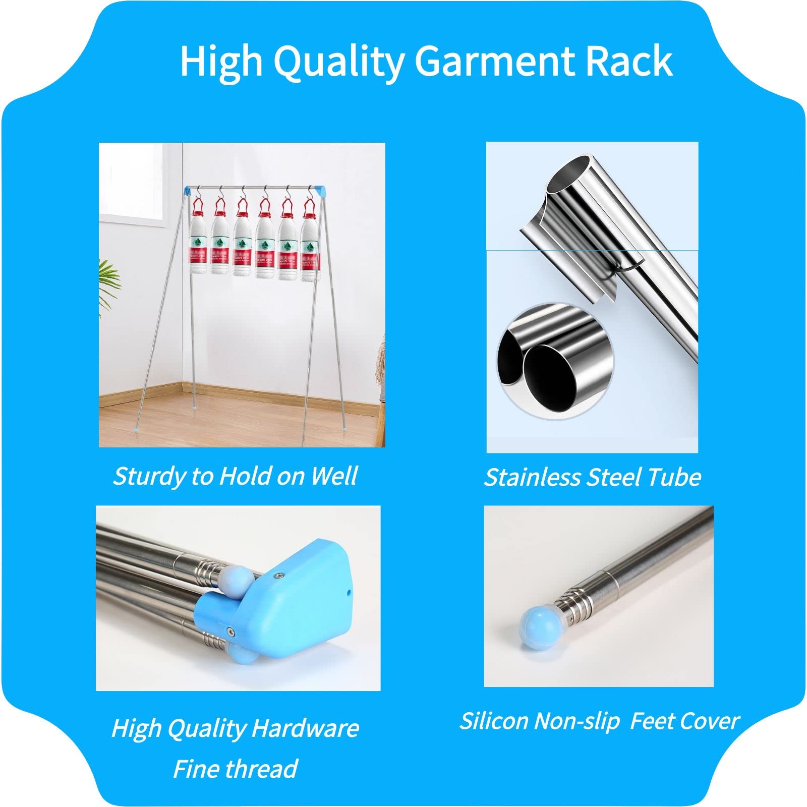 Lmaray Portable Travel Garment Rack, Compact Stainless Steel Foldable Mini Drying Clothes Rack for Travel, Camping, Hotel Room, Laundry, Dance Costume, Indoor, Outdoor (Regular)