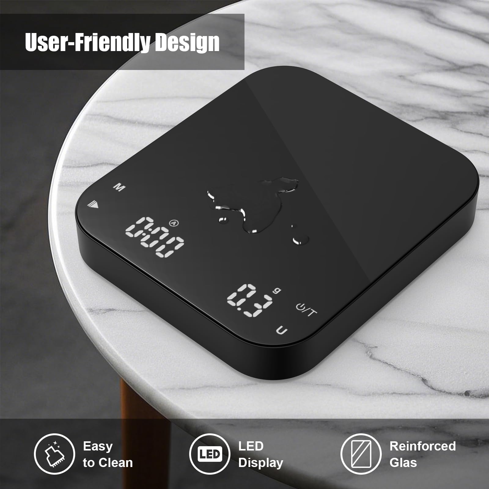 Diyife Rechargeable Coffee Scale, 0.1 g/3kg High Precision Espresso Scale with LED Display and 2 Timer Modes,6 Weighing Units,Silicone Protective Case. Kitchen Scale for Weighing Coffee and Ingredient