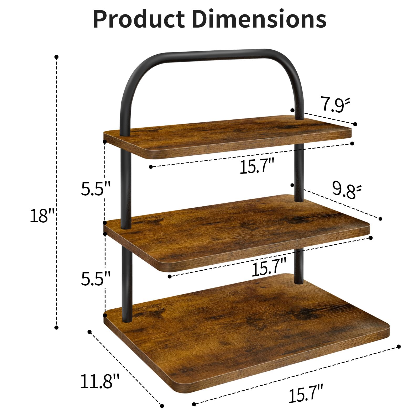 OugeWood Cupcake Stand, 3 Tier Large Cupcake Stand Rustic Stepped Cupcake Display Stand Square Wood Dessert Table Display Set Cupcake Tower Tiered Tray Stand for Wedding Birthday Graduation