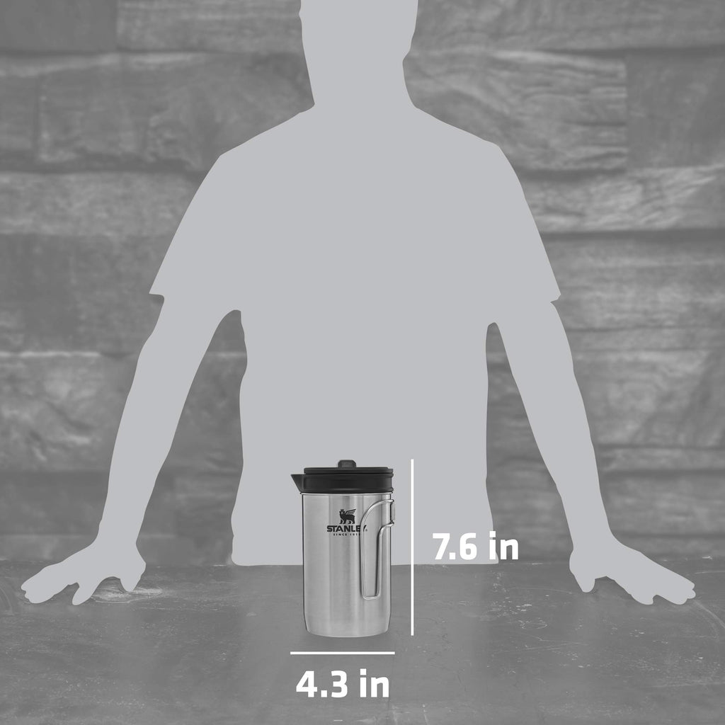 Stanley All In One French Press Coffee Maker 32 oz | 5 Minute Brew, 4 Hours Hot | Mesh Filter for Coffee Grounds | Insulated Stainless Steel French Press | BPA-Free | Stainless