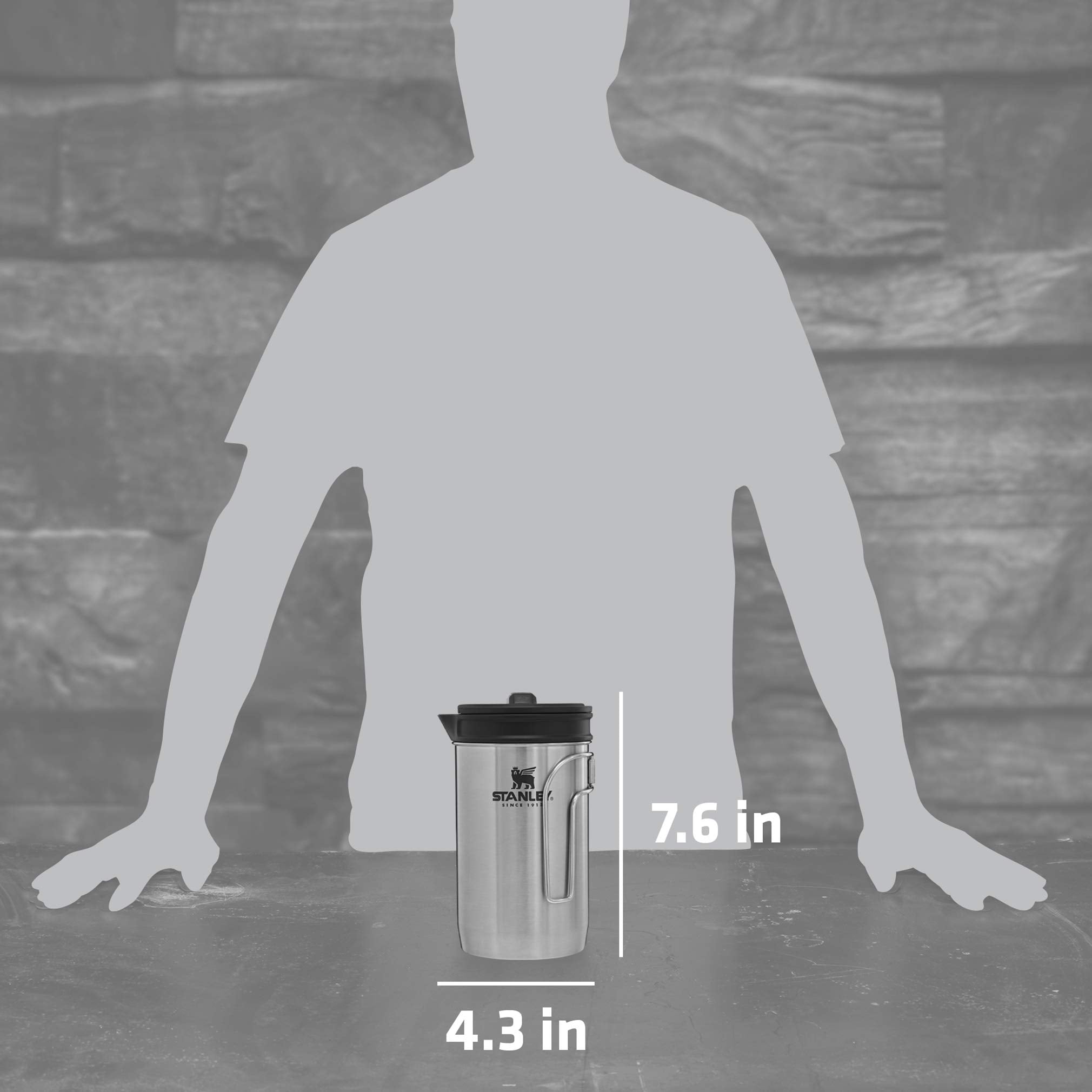 Stanley All In One French Press Coffee Maker 32 oz | 5 Minute Brew, 4 Hours Hot | Mesh Filter for Coffee Grounds | Insulated Stainless Steel French Press | BPA-Free | Stainless