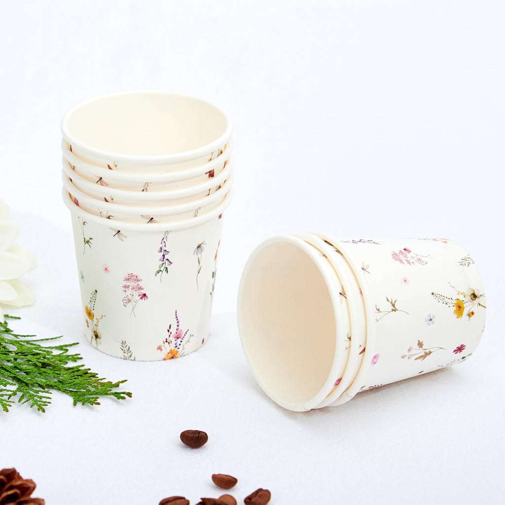Crisky 150 Pack Paper Bathroom Cups 3oz Disposable, Elegant Design Floral Small Mouthwash Cups, Hot/Cold Beverage Coffee, Dessert for Birthday Parties, Home-use, Picnics, Ceremonies Any Events