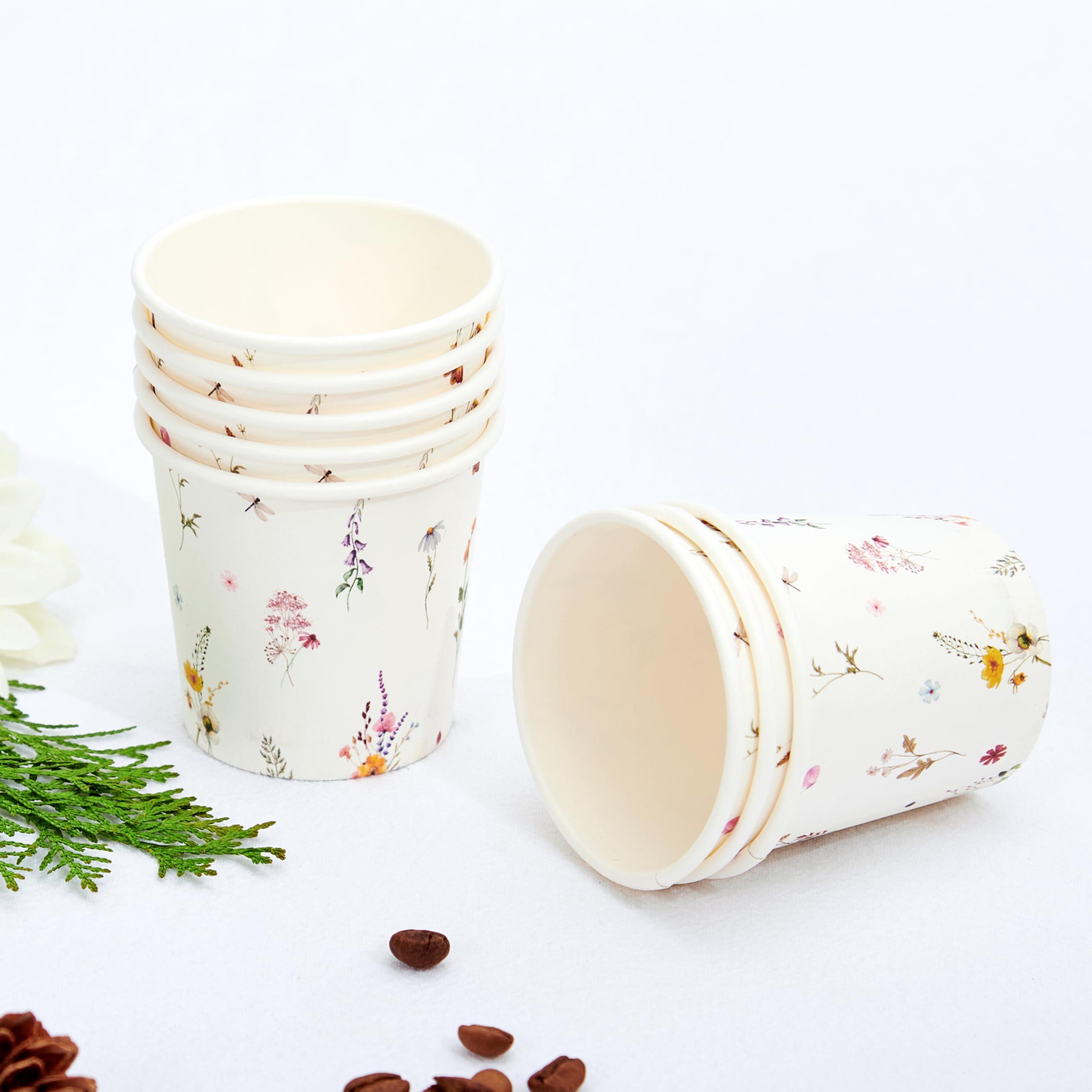 Crisky 150 Pack Paper Bathroom Cups 3oz Disposable, Elegant Design Floral Small Mouthwash Cups, Hot/Cold Beverage Coffee, Dessert for Birthday Parties, Home-use, Picnics, Ceremonies Any Events
