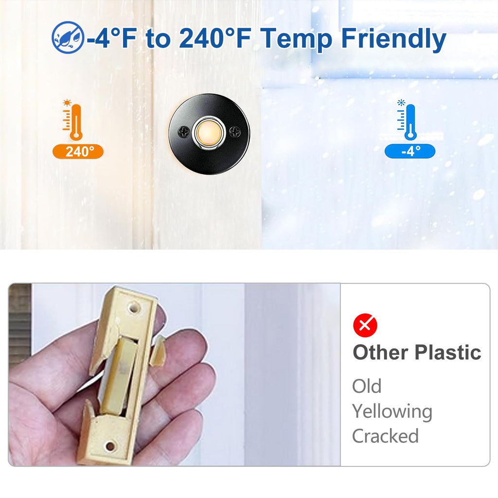 Metal Doorbell Button Wired Button LED Lighted Door Bell Wall Mounted Door Bell Push Buttons for Home, Wired Rectangular Replacement Door Bell Buttons