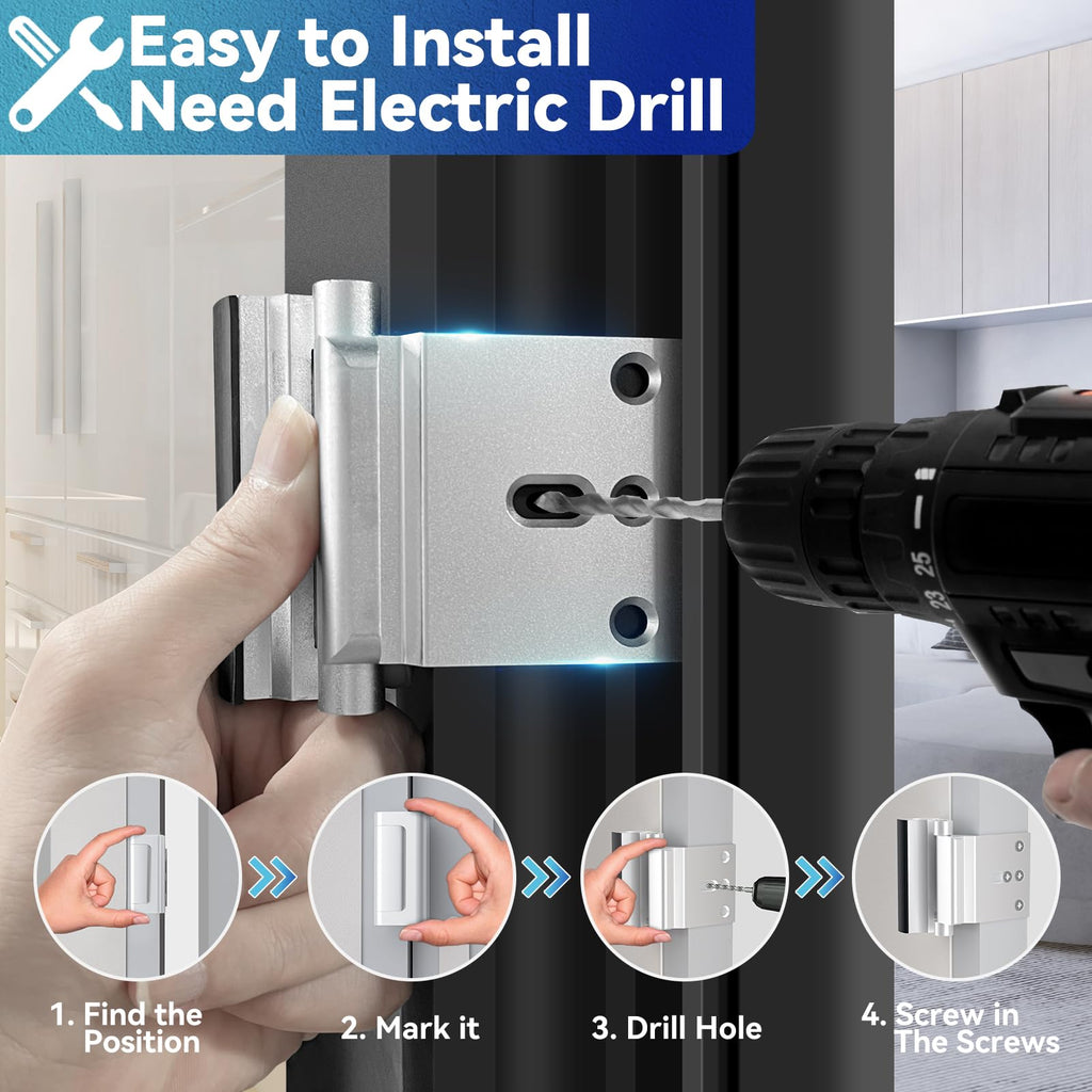Door Reinforcement Lock Withstands 800lbs of Force - Extra Door Lock for Kids Safety with 8 Screws Prevents Unauthorized Entry,Add a Door Security Lock for Home Safety & Privacy (White, 1 Pack)