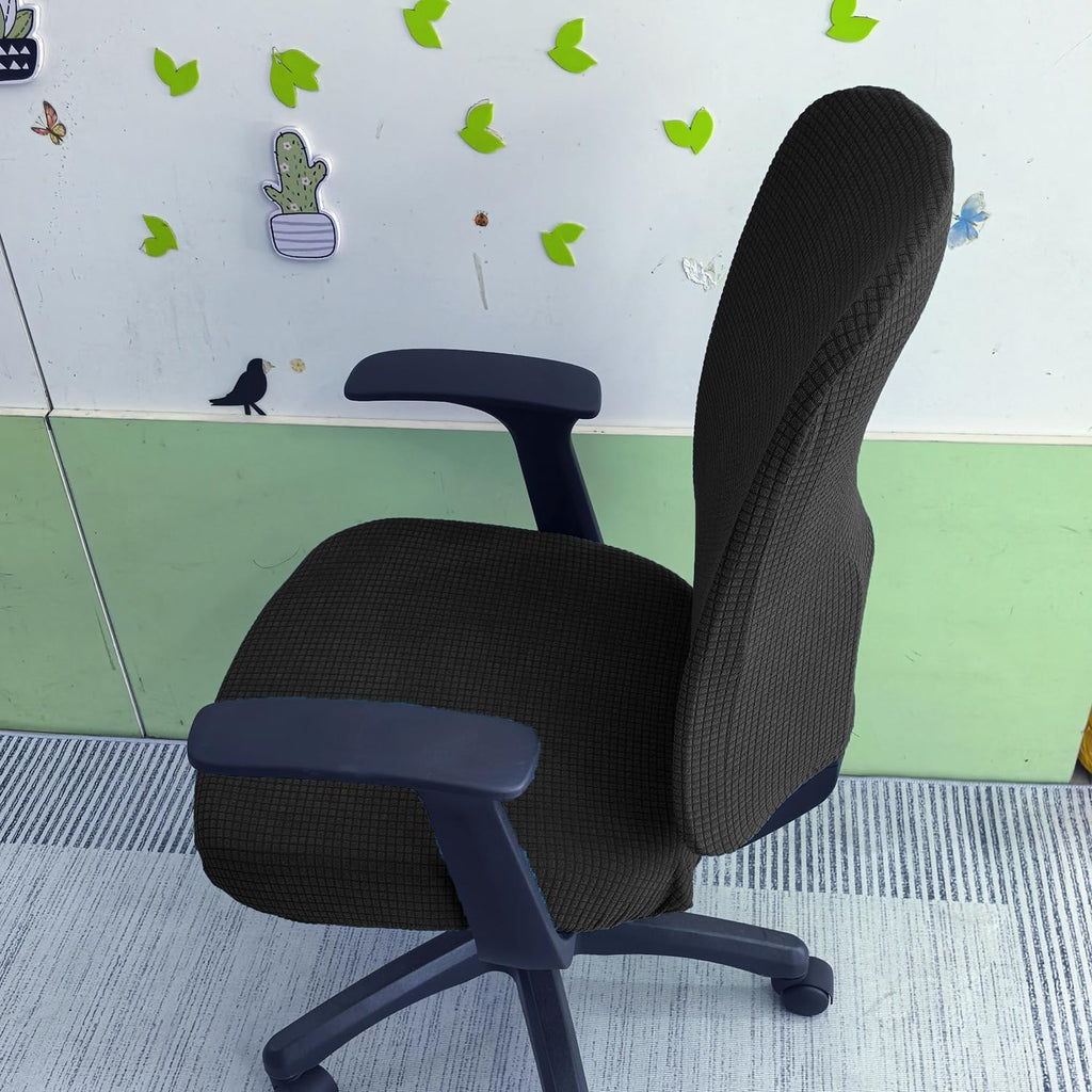 4 Pcs Office Chair Covers Set Stretchable Protective Rotating Computer Chair Seat Covers with Armrest Covers (Black)