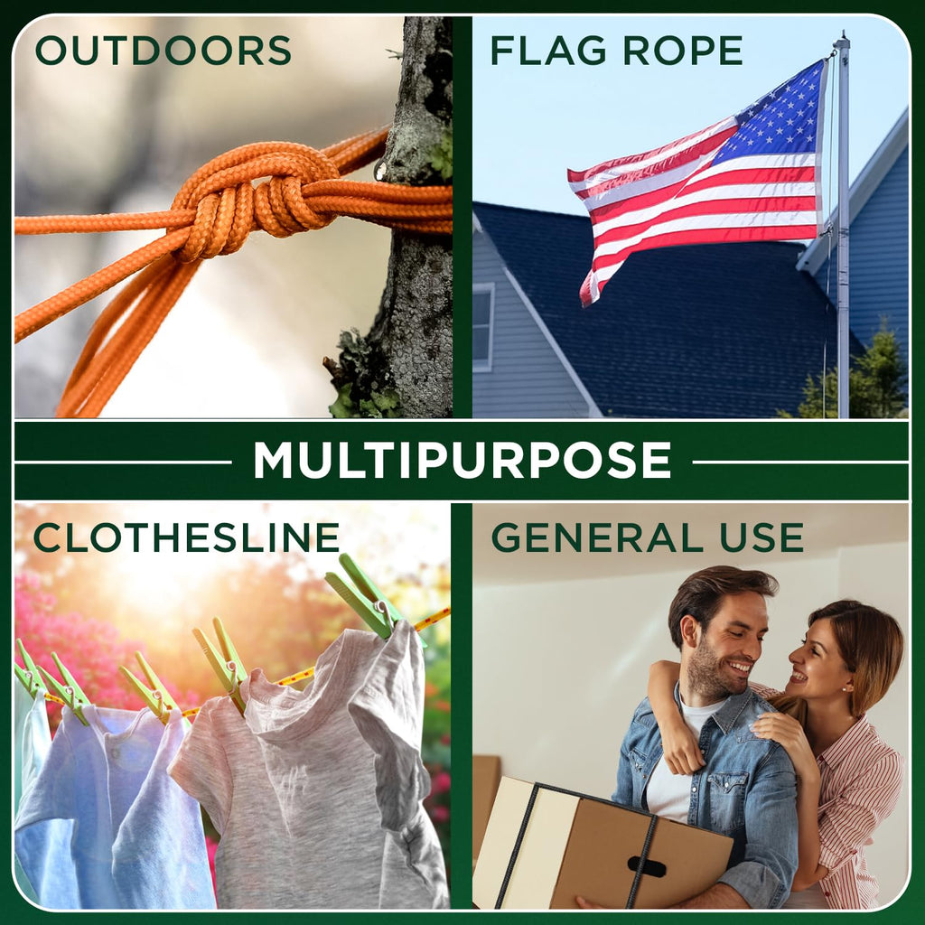 TECEUM Rope – 90 Feet x 3/8 Inch (10mm) – Black – Strong All-Purpose Utility Rope – Camping, Crafting, Flag Pole, Indoor & Outdoor – Polypropylene Nylon Poly Lightweight Diamond Braided Cord