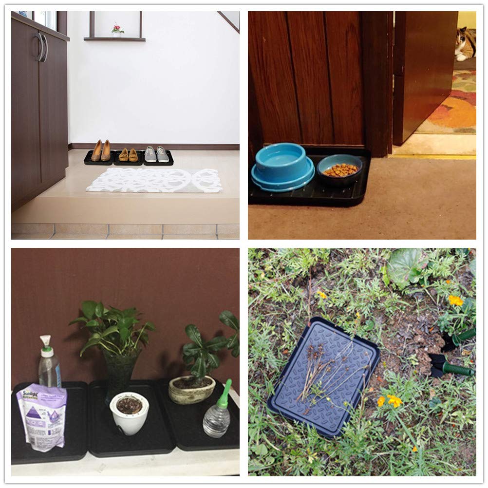 Boot Mat Tray,3 PCS Multi-Purpose 13.7" x 10.6" x 1.2" Floor Protection-Pet Bowls-Paint-Dog Bowls,Shoes, Pets, Garden - Mudroom, Entryway, Garage-Indoor and Outdoor Friendly (Black, 3Pack)