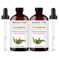 Majestic Pure Eucalyptus Essential Oil - Huge 118 ml (Set of 2) - 100% Pure and Natural Oil for Soap Making Scent- Premium Grade with Glass Dropper