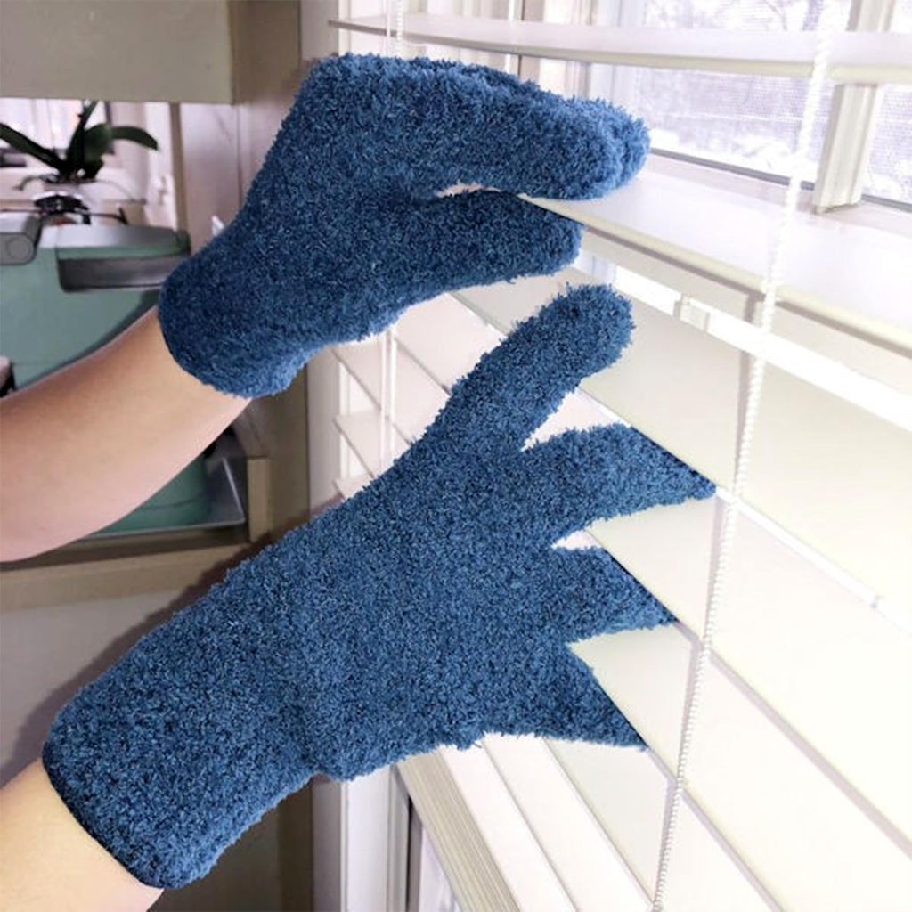 Ikosora 3 Pairs Microfiber Dusting Gloves for House, Car, and Plant Leaf Cleaning - Reusable Mitt for Blinds - Blue, Rose, Purple