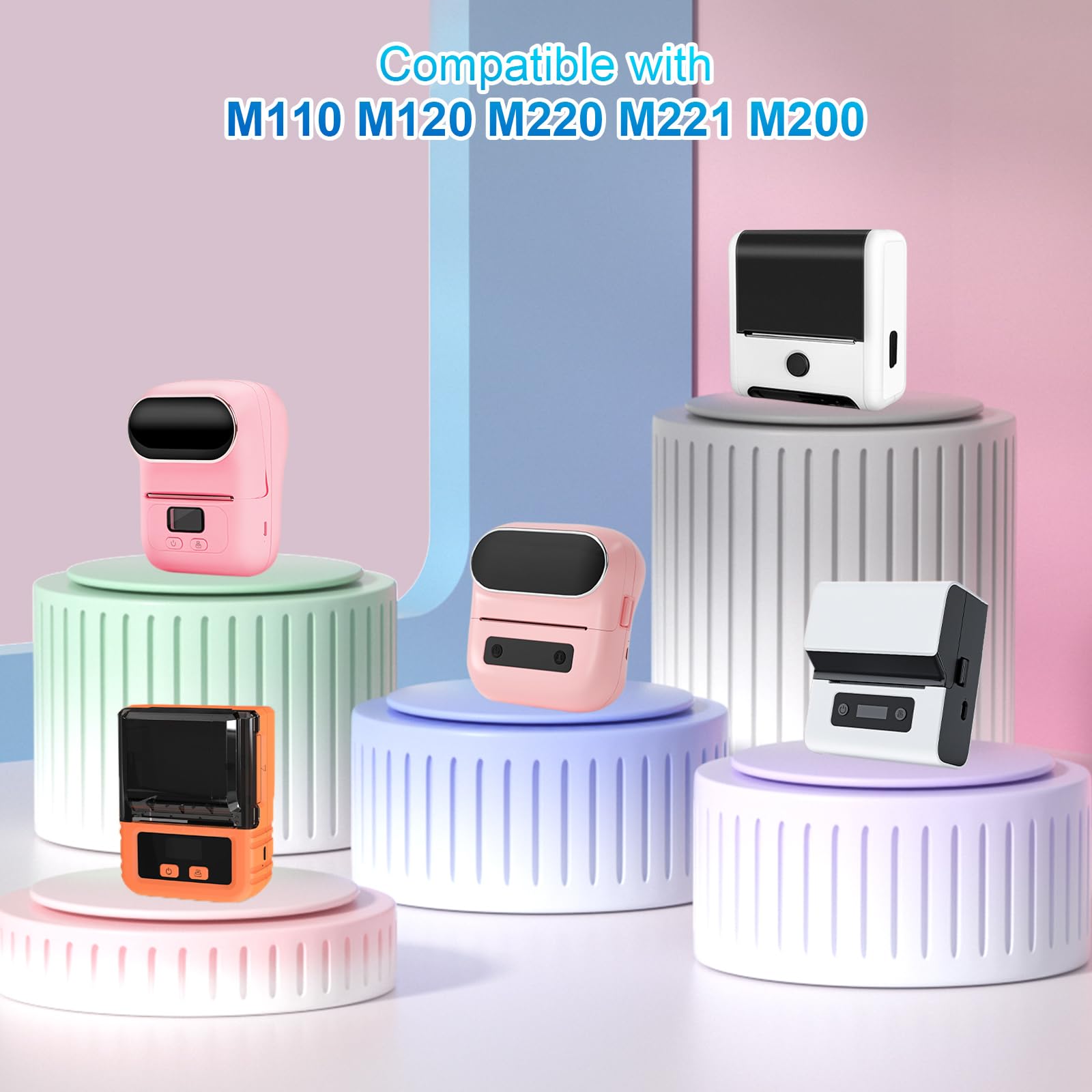 3 Rolls Sticker Thermal Labels for Phomemo M110 M220 M221 M120 M200 Label Maker Printer 50x50MM Gradient Colorful Flower Edge Waterproof Labels Paper for DIY,Design,Address,Price,Name (140/Roll)