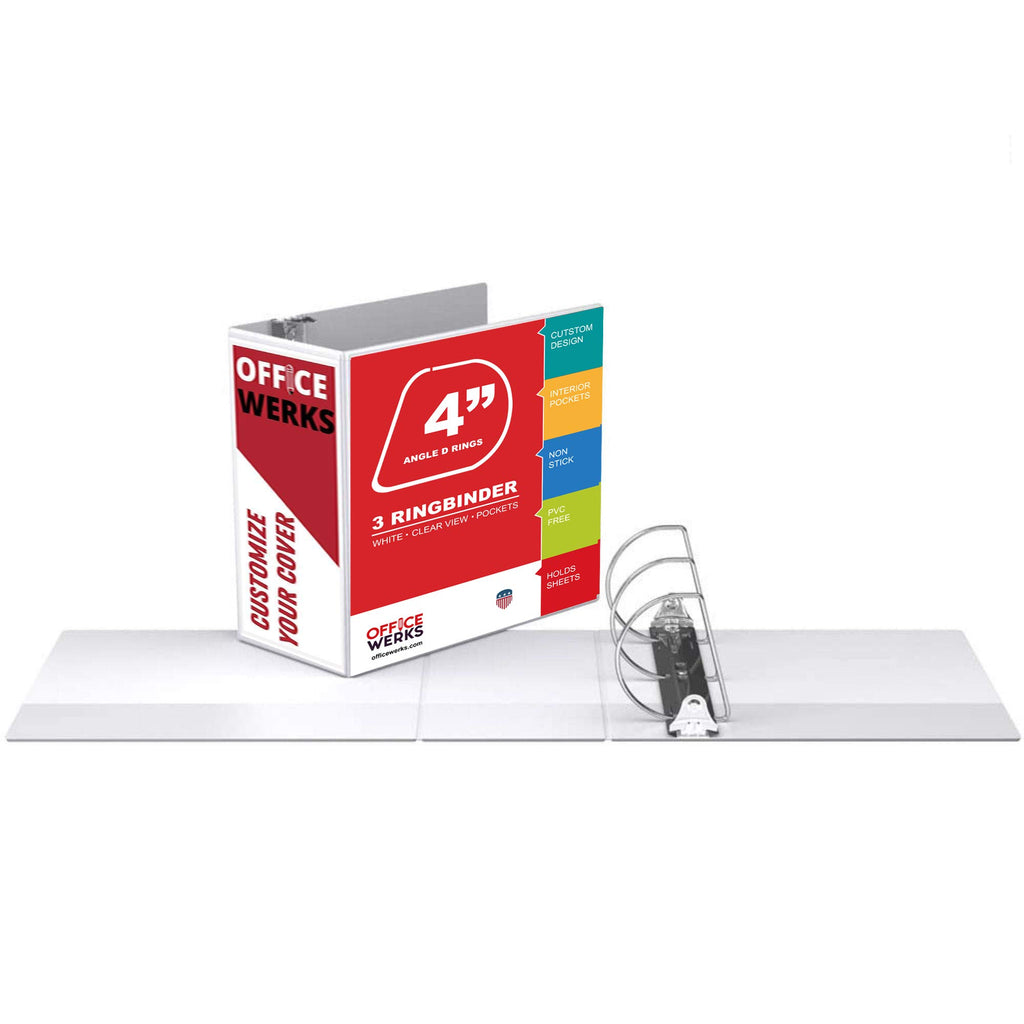 Performore 3 Ring Binder, Professional Angle D Ring 4 Inch, Presentation Folder for Standard Pages 8.5 x 11 with Pockets, Crystal Clear View White (2 Pack)