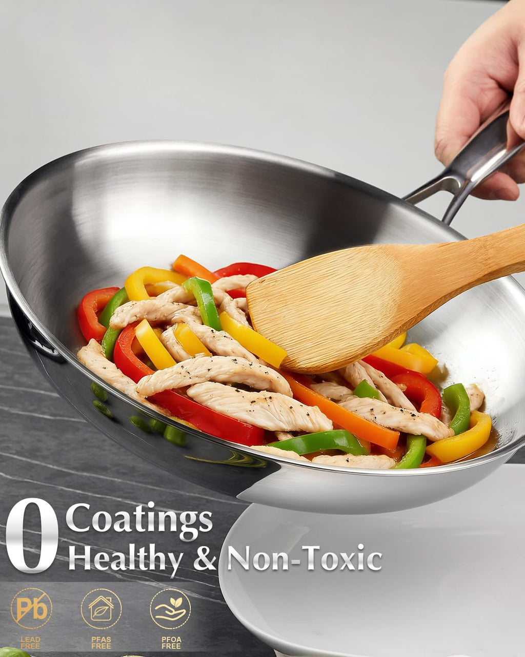 KOCH SYSTEME CS Tri Ply Stainless Steel Frying Pan, 8 Inch Stainless Steel Pan, Small Skillet, Cooking Omelette Pan, Induction Compatible, Dishwasher & Oven Safe, Non Toxic
