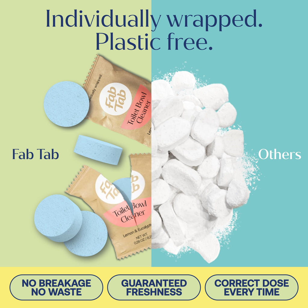 FabTab Toilet Bowl Cleaning Tablets, Lemon & Eucalyptus Scent, 12 Count