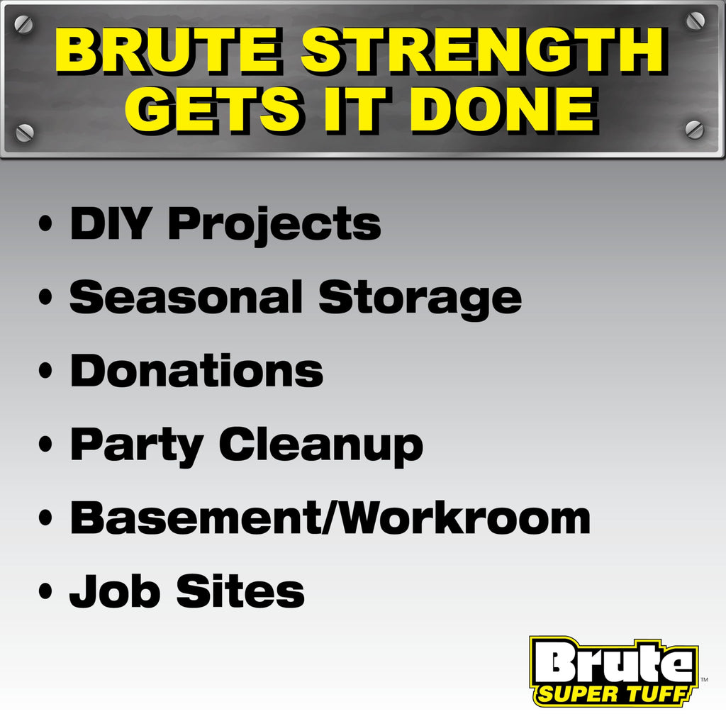 Brute Super Tuff Heavy Duty Contractor Bags, Large Trash Bags, Twist Tie Closure, Black, 55 Gallon, 15 Count