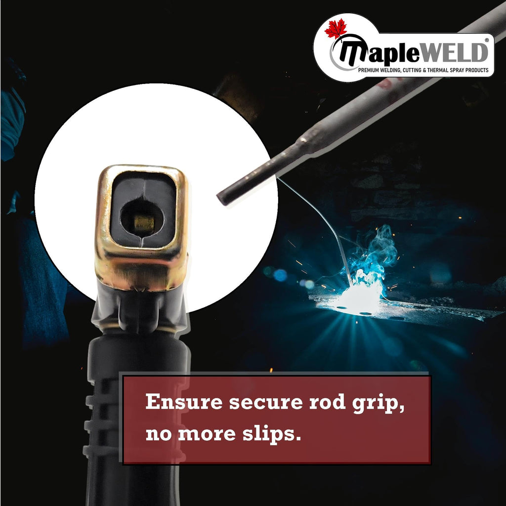 MapleWeld Shortstub Electrode Holder for Stick SMAW Welding, 200A or 400A, Brass Clamp with Replaceable Head and Insulated Grip (200A Black Flexible)