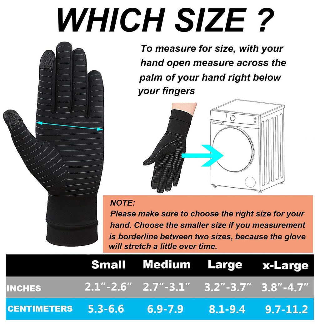 2-Pairs Pack Copper Full Finger Compression Gloves, Copper Arthritis Gloves for Women & Men Relieve Pain from Arthritis Pain, Swelling and Rheumatoid, and Everyday Hands Support (Medium (Pack of 2))