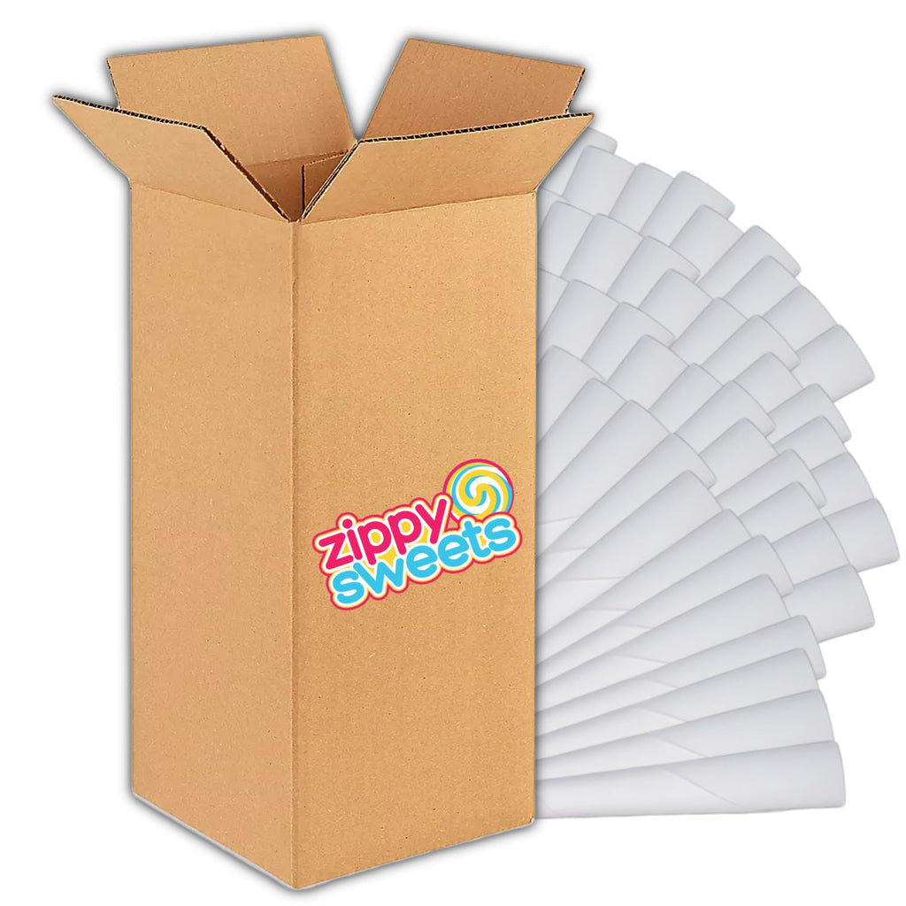 Zippy Sweets - 200 Pack Cotton Candy Cones - Heavy Duty Disposable Paper Sticks, Sturdy Triple Wrapped Handle, Sticky Hands Prevention, Cotton Candy Sticks