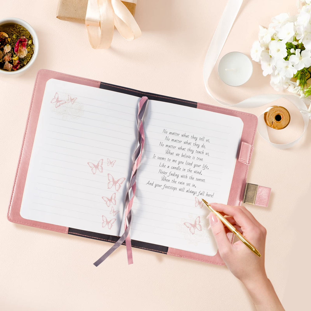 Diary with Lock, Journal for Women Girls, Vintage Refillable Secret Journal, Locking Notebook Gift for Girls with Combination Lock, 5.3'' x 7.8'' (Pink)