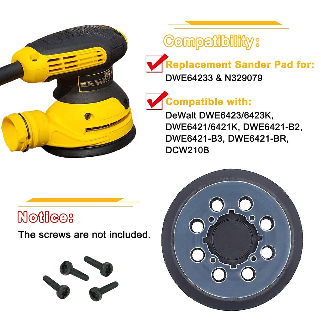 2 Pack 5 Inch 8 Holes Hook and Loop Replacement Sander pad Compatible with Dewalt Random Orbital Sander for DeWalt DWE6423/6423K, DWE6421/6421K, DCW210B, DWE64233 N329079