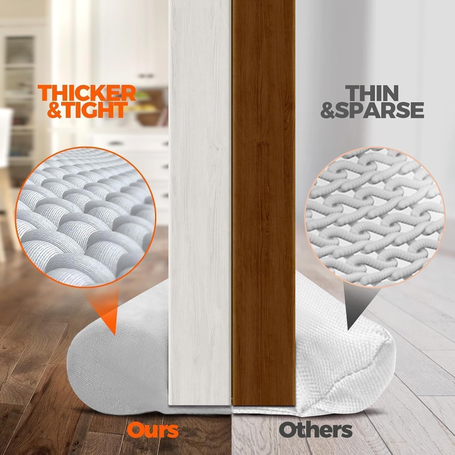 Holikme Door Draft Stopper Weather Stripping Window Breeze Blocker Adjustable Door Sweeps, Gray