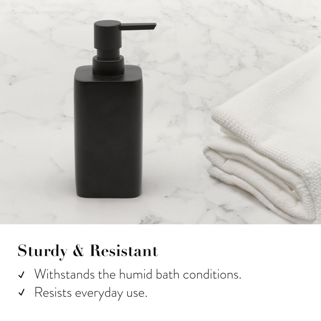zccz Black Matte Bathroom Accessory Set - Bathroom Set with Toothbrush Holder, Soap Dispenser, Tumbler and Tray - Bathroom Soap Dispenser Set - Accessoire Salle de Bain - Black Bathroom Accessories