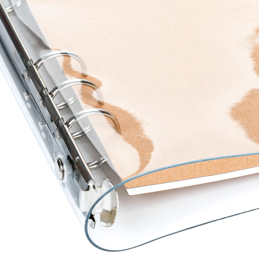 Elsjoy 6 Pack A5 Clear PVC Binder, 6-Ring Soft Notebook Binder Transparent Loose Leaf Binding Covers, Refillable Notebook Round Ring Binder with Snap Button Closure, 9.3" x 7"