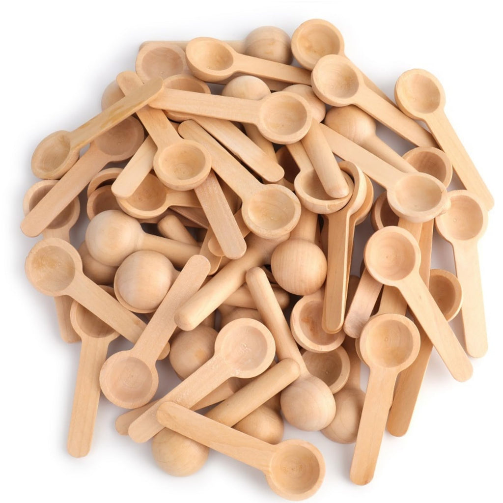 Tebery 60PCS Mini Wooden Spoons for Bath Salt, Candy, Baby, Spice Jars, Seasoning, Honey, Coffee