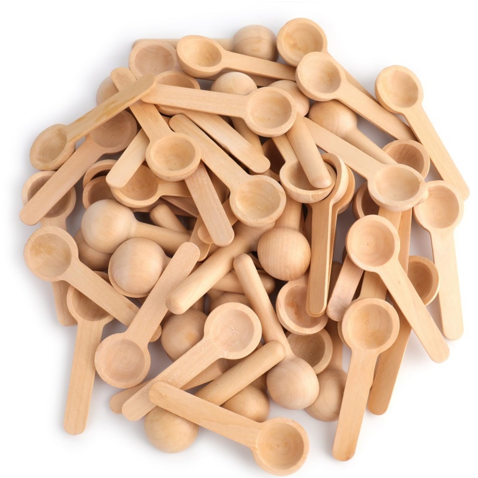 Tebery 60PCS Mini Wooden Spoons for Bath Salt, Candy, Baby, Spice Jars, Seasoning, Honey, Coffee