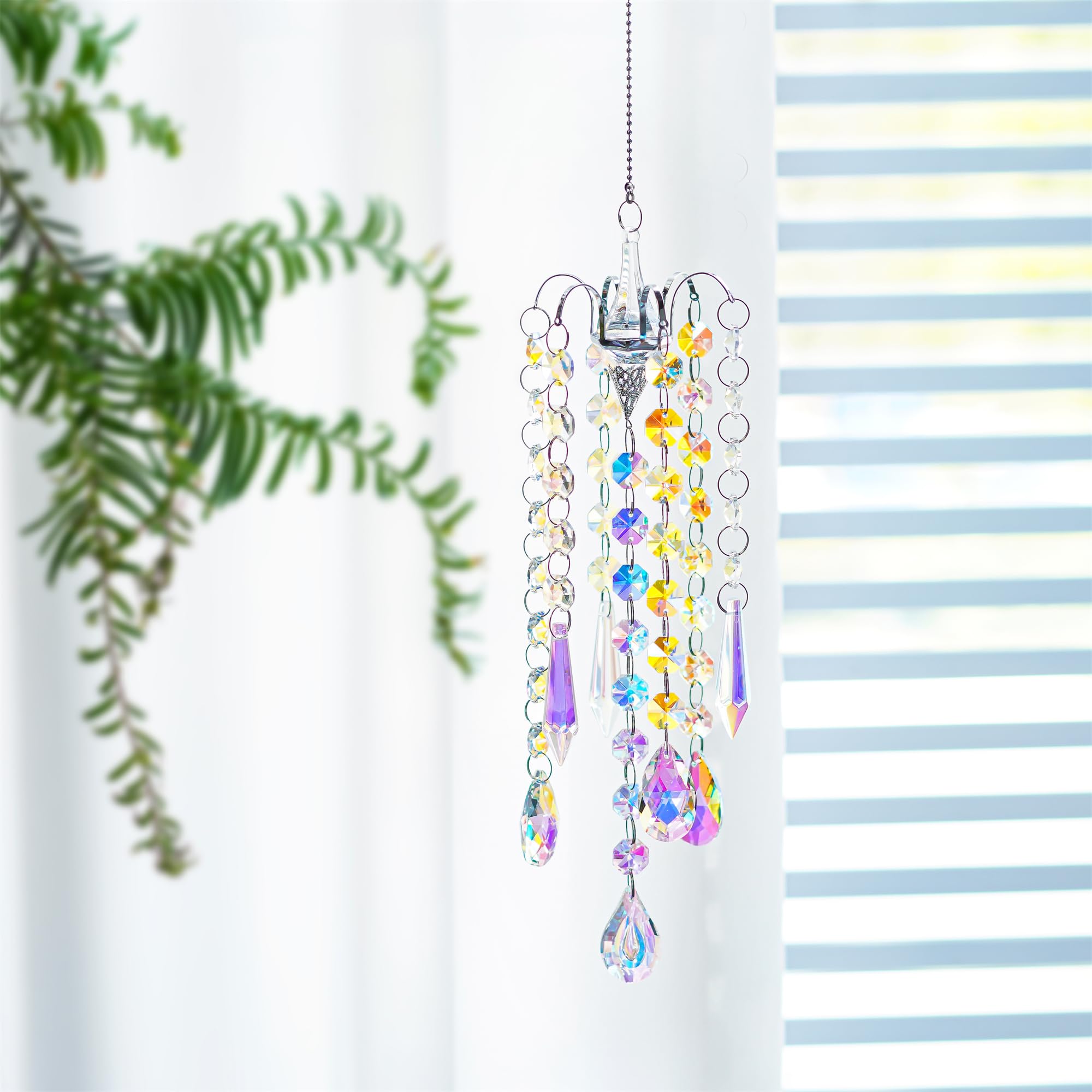 H&D Hyaline & Dora Chandelier Wind Chimes AB Coating Crystal Prisms Hanging Suncatcher Pendant Home Decor Gifts