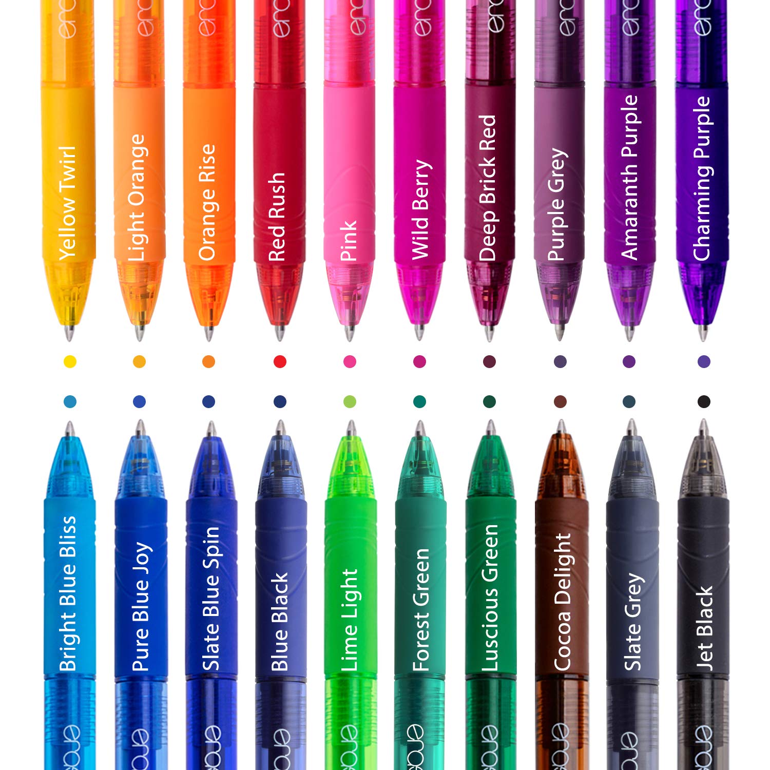 ParKoo 20 Colors Retractable Erasable Gel Pens Clicker, Fine Point 0.7 mm, Make Mistakes Disappear, Comfort Grip for Drawing Writing Planners and Crossword Puzzles