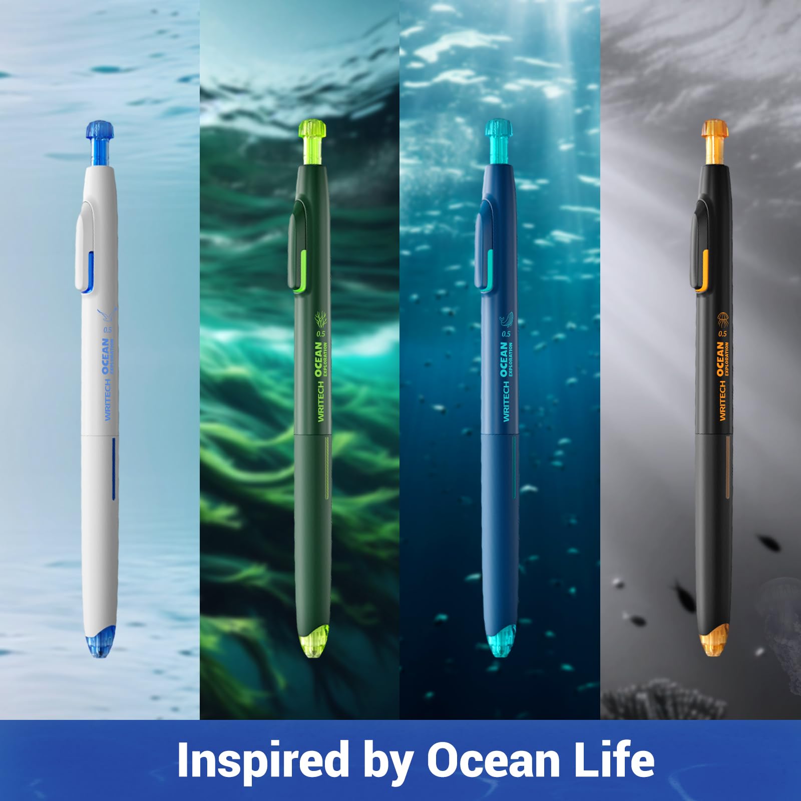 WRITECH Retractable Gel Ink Pens: 8ct Black Ink 0.5mm Fine Point Tip Click Pen for Smooth Writing Journaling Note Taking Sketching No Smudge & Smear
