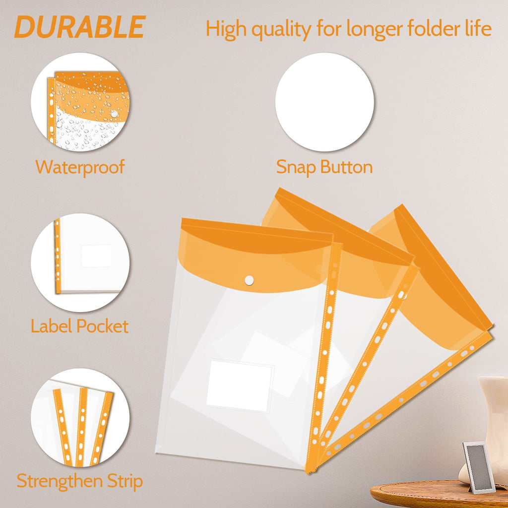 Plastic File Folders,Plastic Wallets Folder,14 Pack Plastic Wallets A4 Expandable Punched Pockets,A4 Folders Wallets Plastic Document Files Popper Wallets with Button Closure and Label Pocket,7 Colors